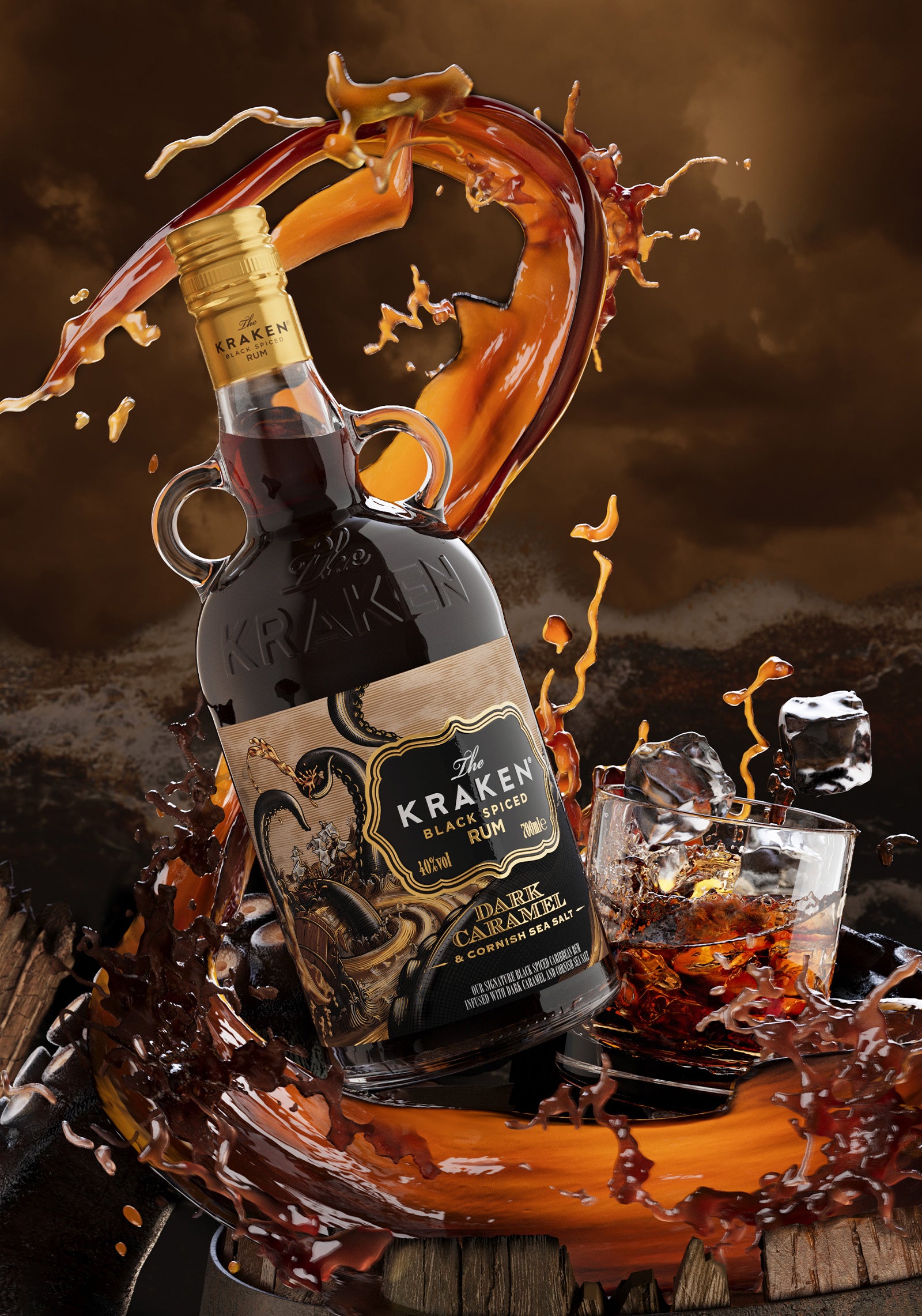 The Kraken Black Spiced Rum Dark Caramel and Cornish Sea Salt